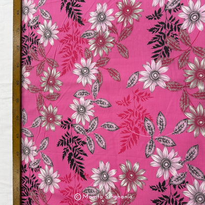Pink Floral Printed Cotton Fabric