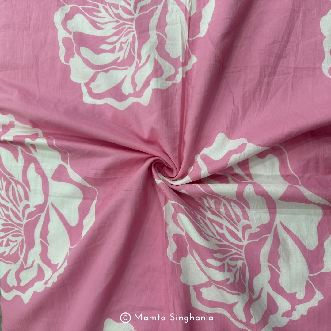 Pink Floral Printed Cotton Fabric