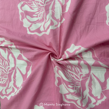 Pink Floral Printed Cotton Fabric