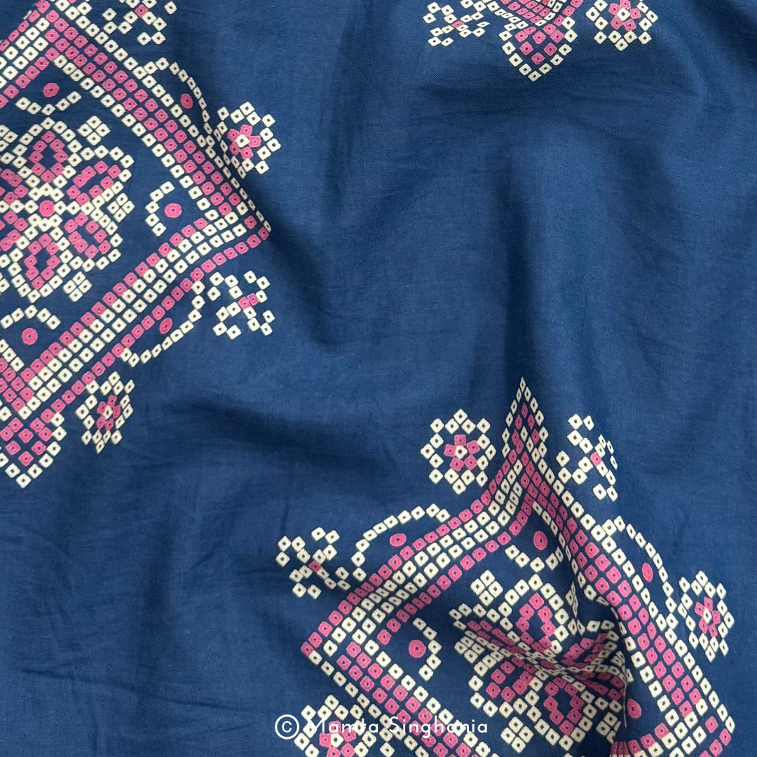 Blue Abstract Printed Cotton Fabric