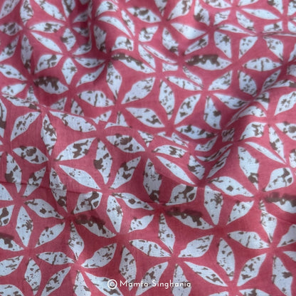 Pink Floral Printed Cotton Fabric
