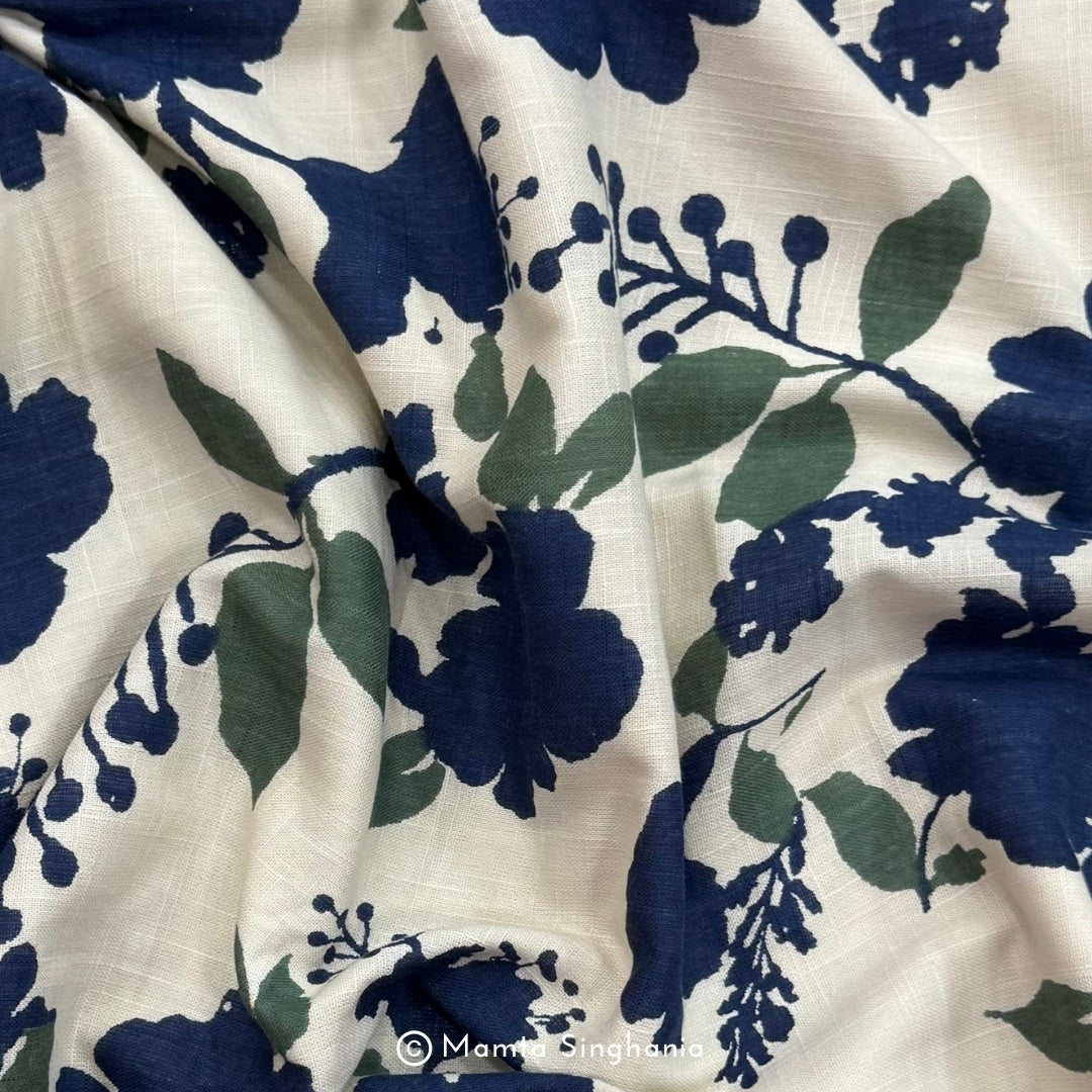 Floral Printed Linen Fabric