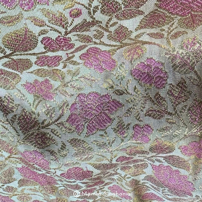 Pink Banarasi Brocade Katan Silk Fabric