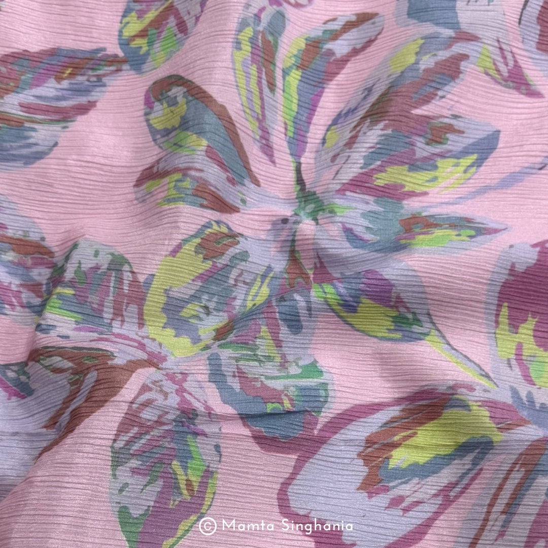 Floral Printed Crush Chiffon Fabric