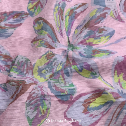 Floral Printed Crush Chiffon Fabric
