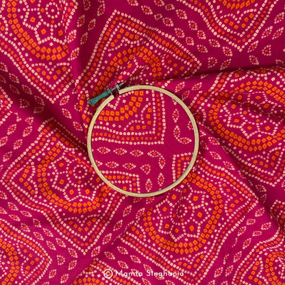Pink Orange Bandhej Printed Cotton Fabric