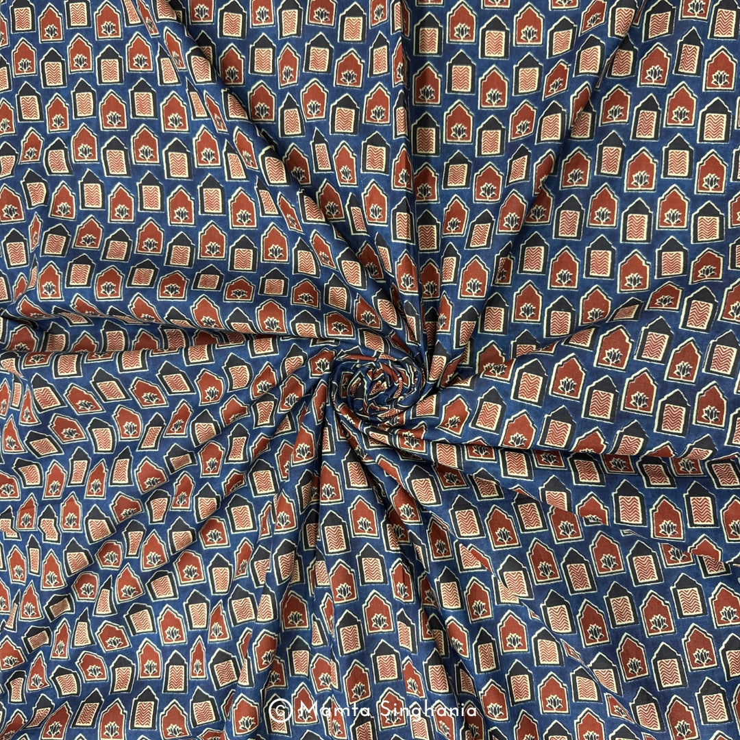 Blue Abstract Printed Cotton Fabric
