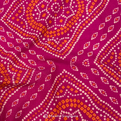 Pink Orange Bandhej Printed Cotton Fabric