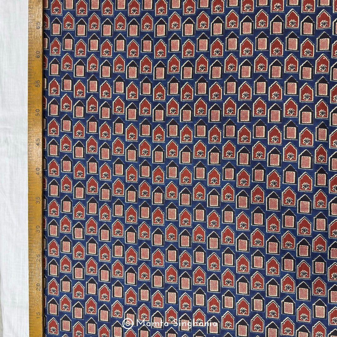Blue Abstract Printed Cotton Fabric