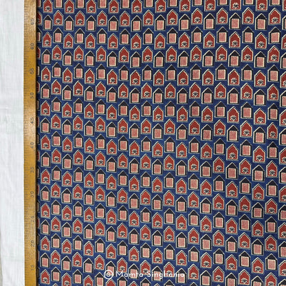 Blue Abstract Printed Cotton Fabric