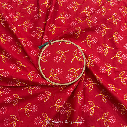 Red Floral Printed Cotton Fabric