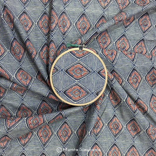 Blue Abstract Printed Cotton Fabric