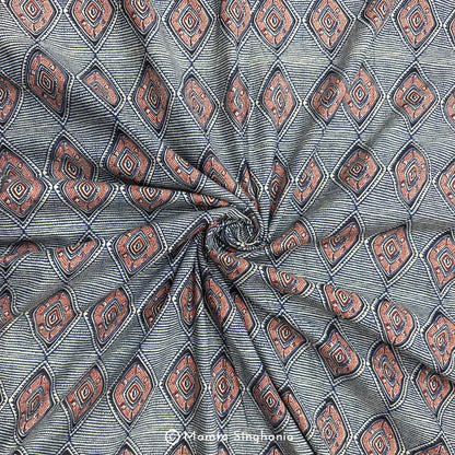 Blue Abstract Printed Cotton Fabric