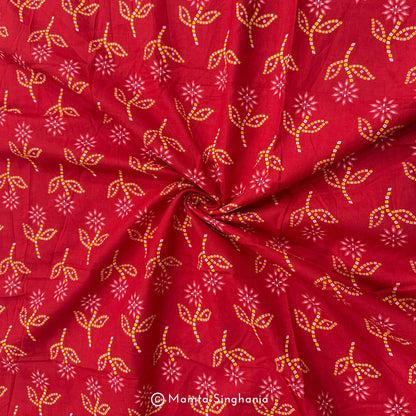 Red Floral Printed Cotton Fabric