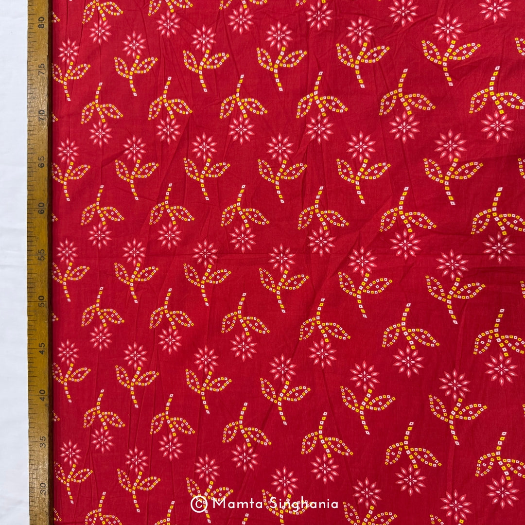 Red Floral Printed Cotton Fabric