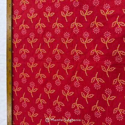 Red Floral Printed Cotton Fabric