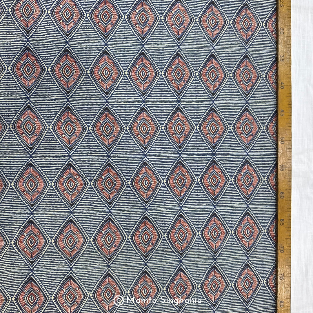 Blue Abstract Printed Cotton Fabric