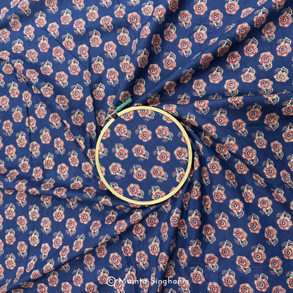 Blue Floral Printed Cotton Fabric