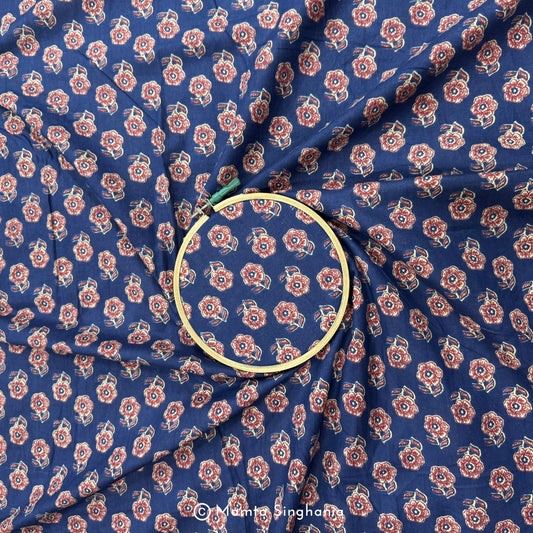 Blue Floral Printed Cotton Fabric