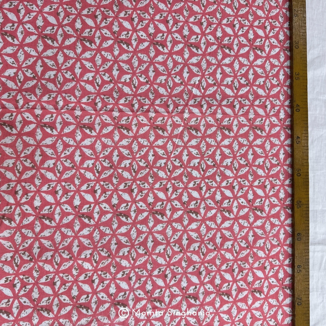 Pink Floral Printed Cotton Fabric