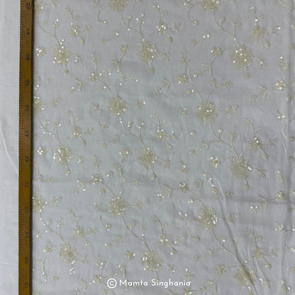 White Plain Dyeable Embroidered Georgette Fabric