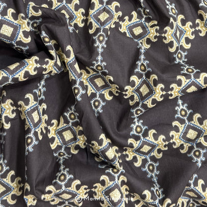 Brown Abstract Printed Cotton Fabric
