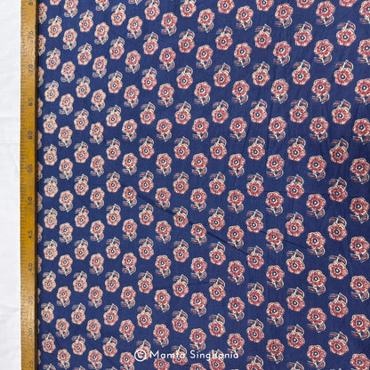 Blue Floral Printed Cotton Fabric
