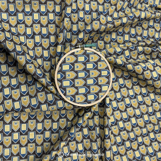 Brown Abstract Printed Cotton Fabric