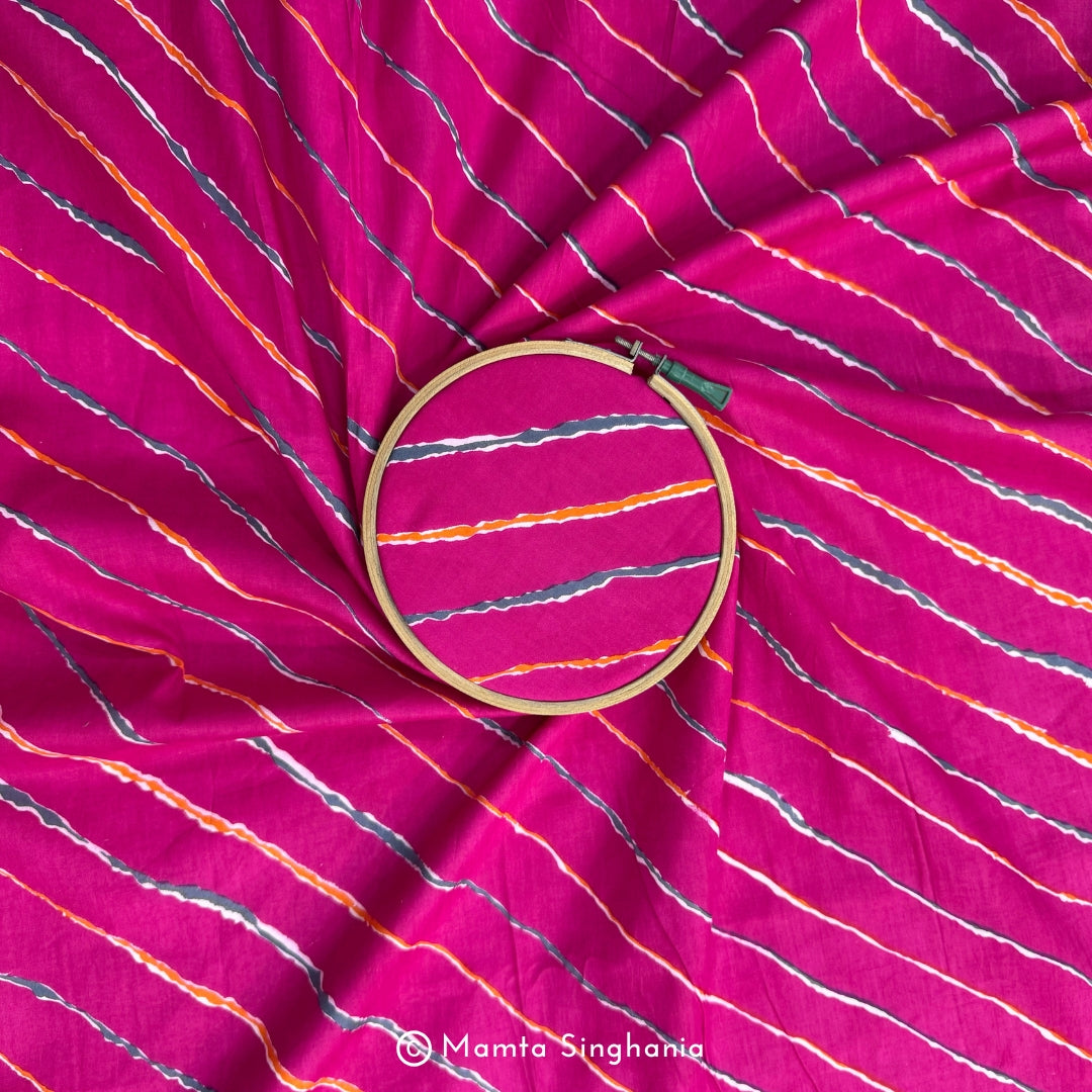 Pink Leheriya Printed Cotton Fabric