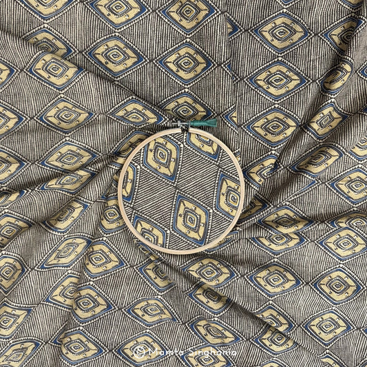 Brown Abstract Printed Cotton Fabric
