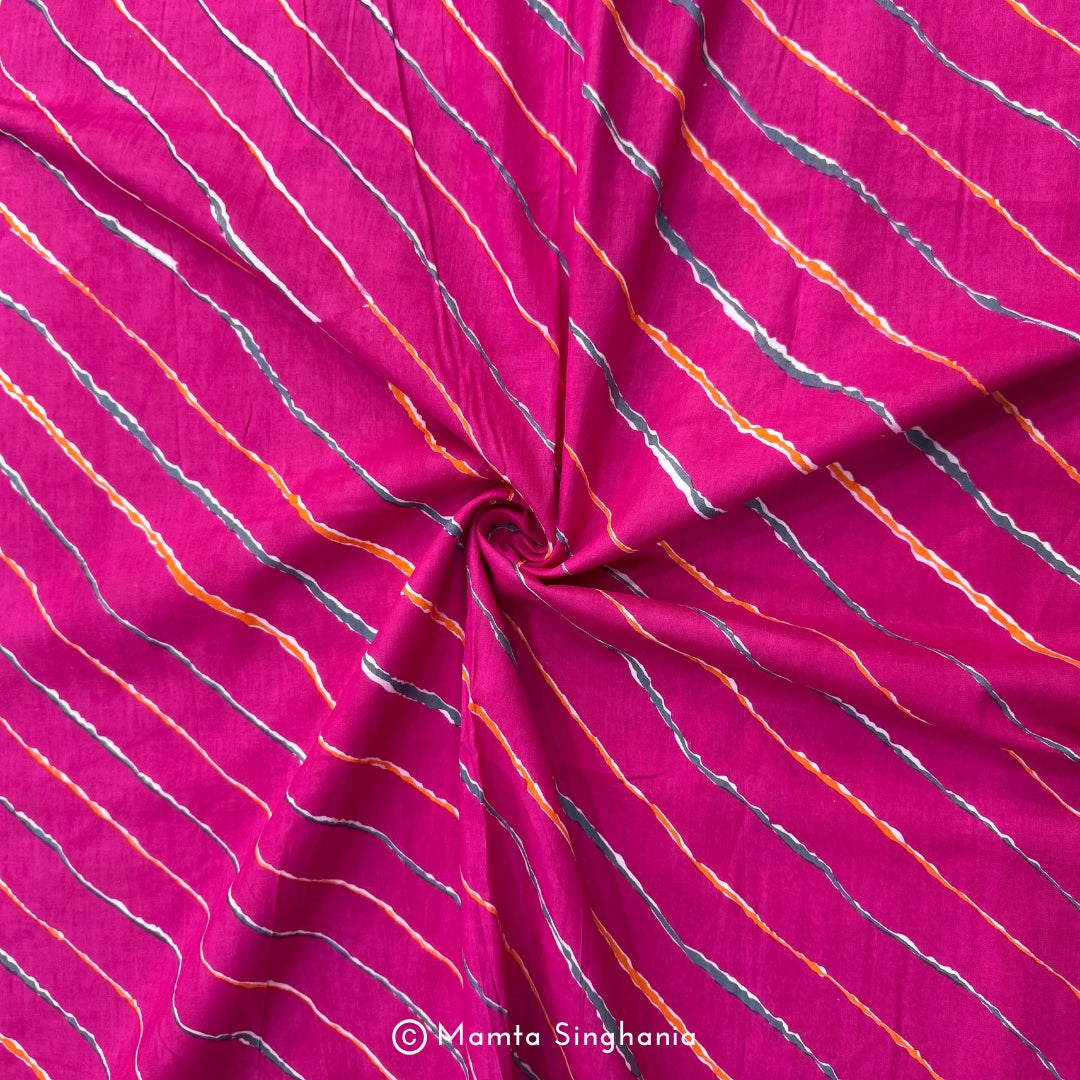 Pink Leheriya Printed Cotton Fabric