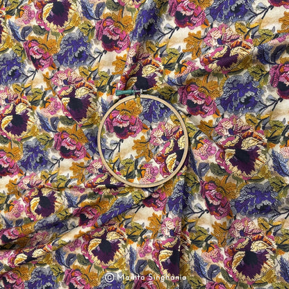 Floral Printed Malai Cotton Fabric