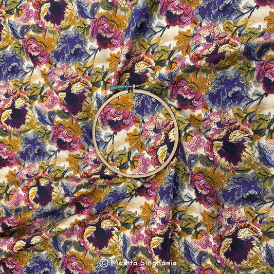 Floral Printed Malai Cotton Fabric