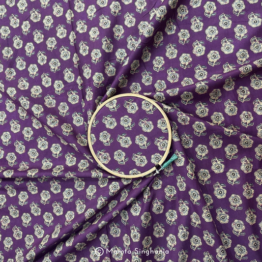 Purple Floral Printed Cotton Fabric
