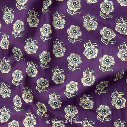 Purple Floral Printed Cotton Fabric