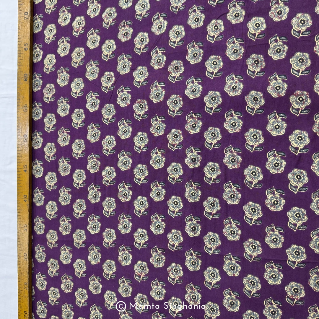 Purple Floral Printed Cotton Fabric