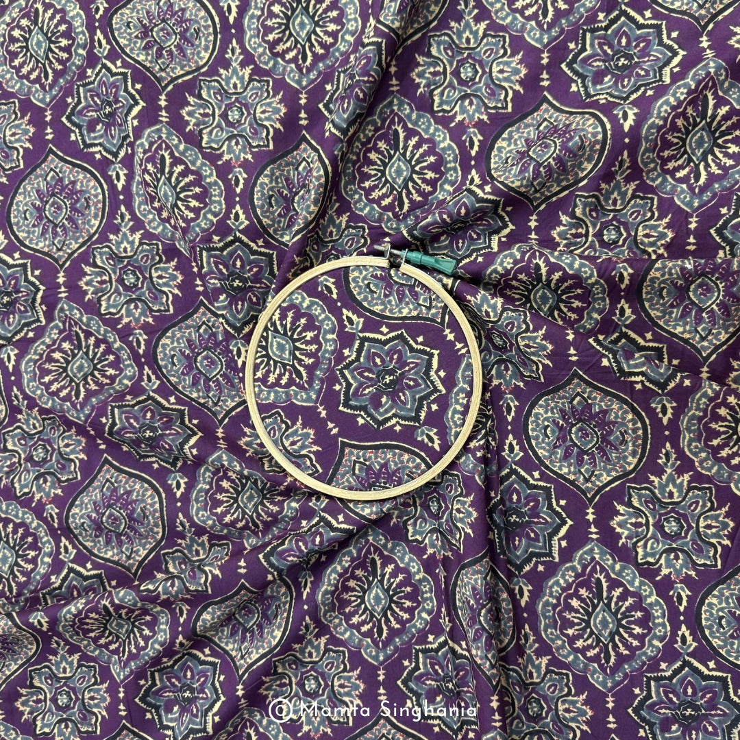 Purple Floral Printed Cotton Fabric