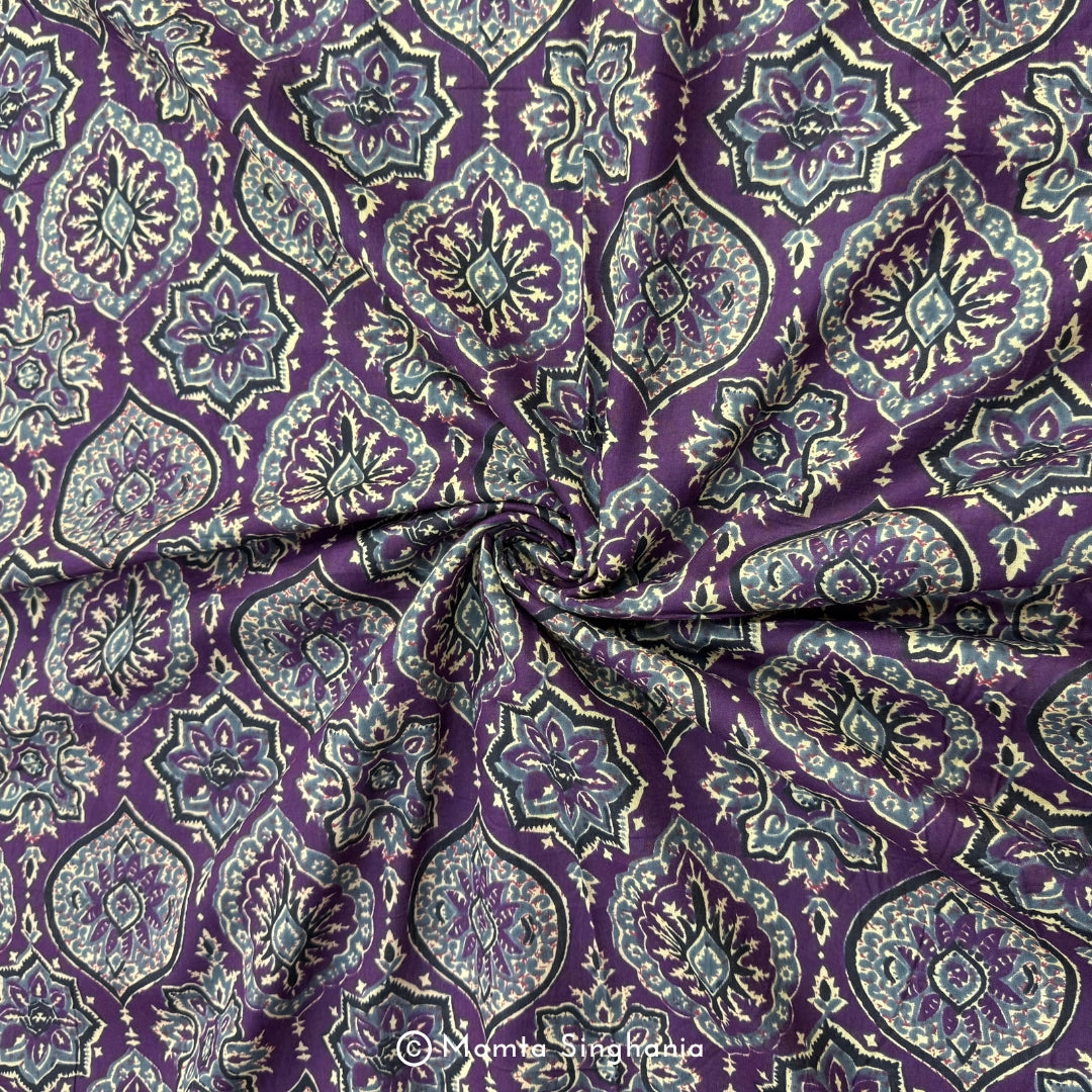 Purple Floral Printed Cotton Fabric