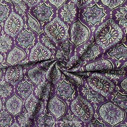 Purple Floral Printed Cotton Fabric