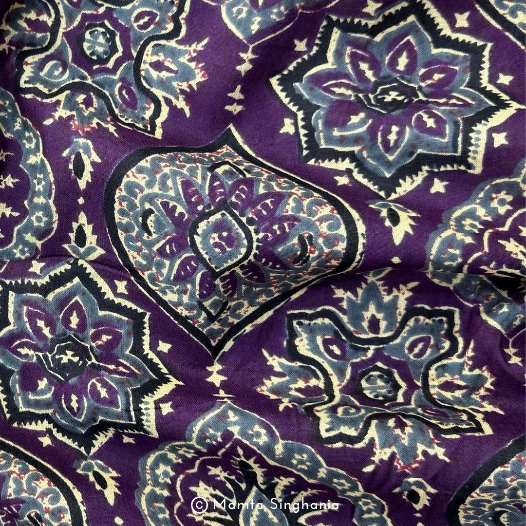 Purple Floral Printed Cotton Fabric