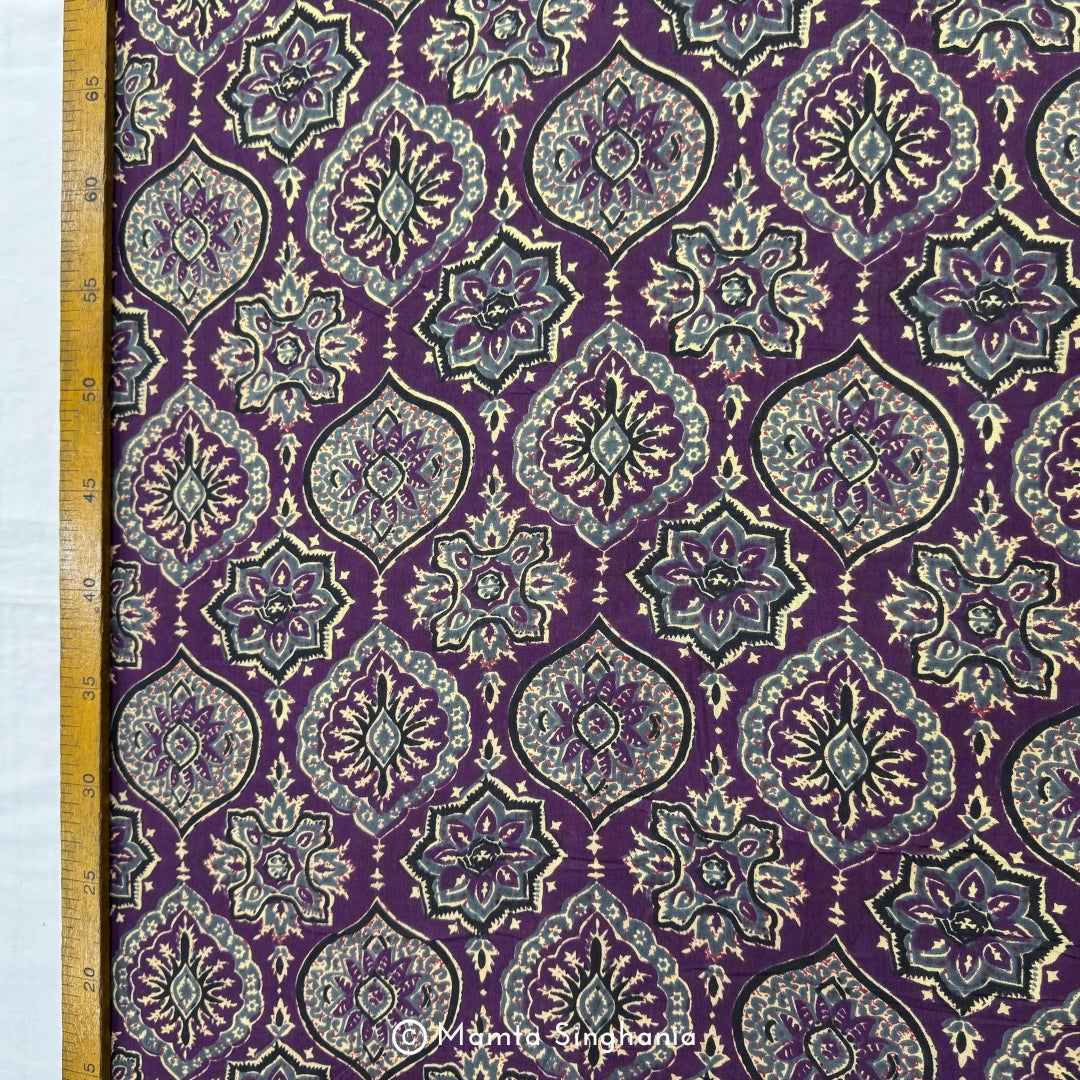 Purple Floral Printed Cotton Fabric