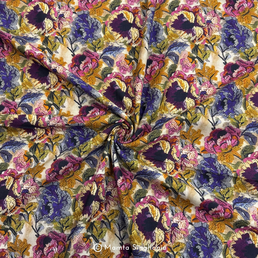 Floral Printed Malai Cotton Fabric