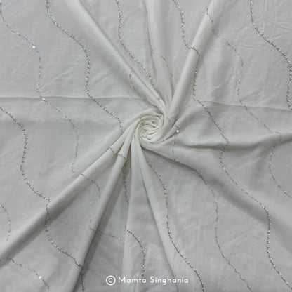 White Plain Dyeable Embroidered Georgette Fabric