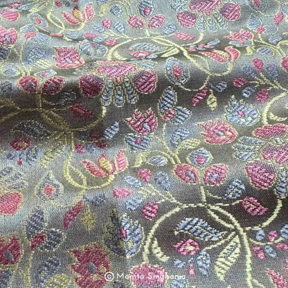 Silver Banarasi Brocade Katan Silk Fabric