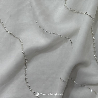 White Plain Dyeable Embroidered Georgette Fabric