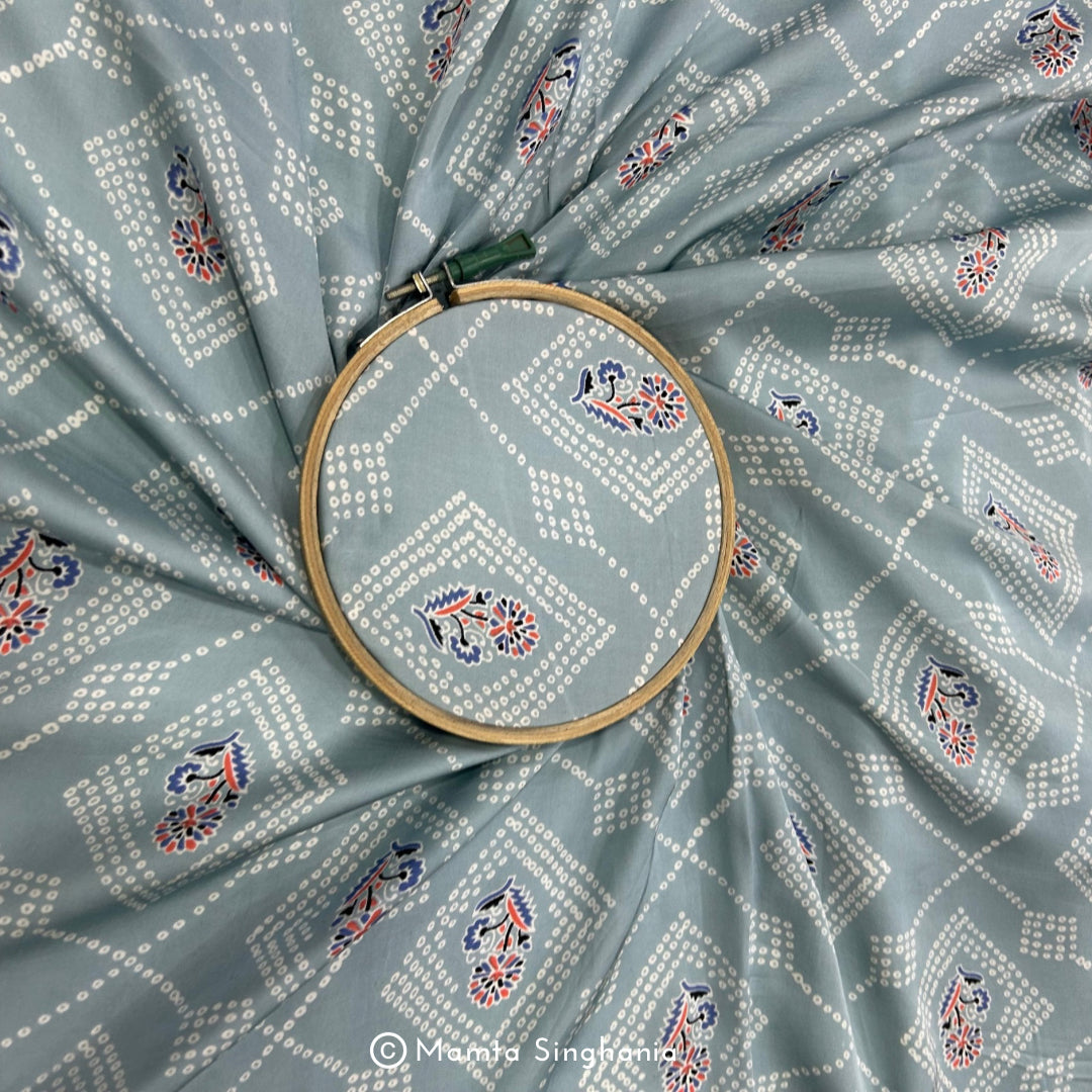 Caroline Blue Printed Modal Satin