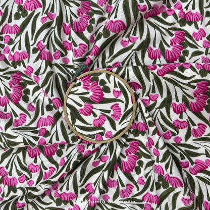 Pink Floral Printed Cotton Fabric