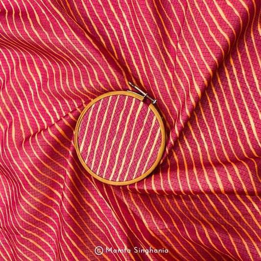 Red Leheriya Printed Kota Doria Fabric
