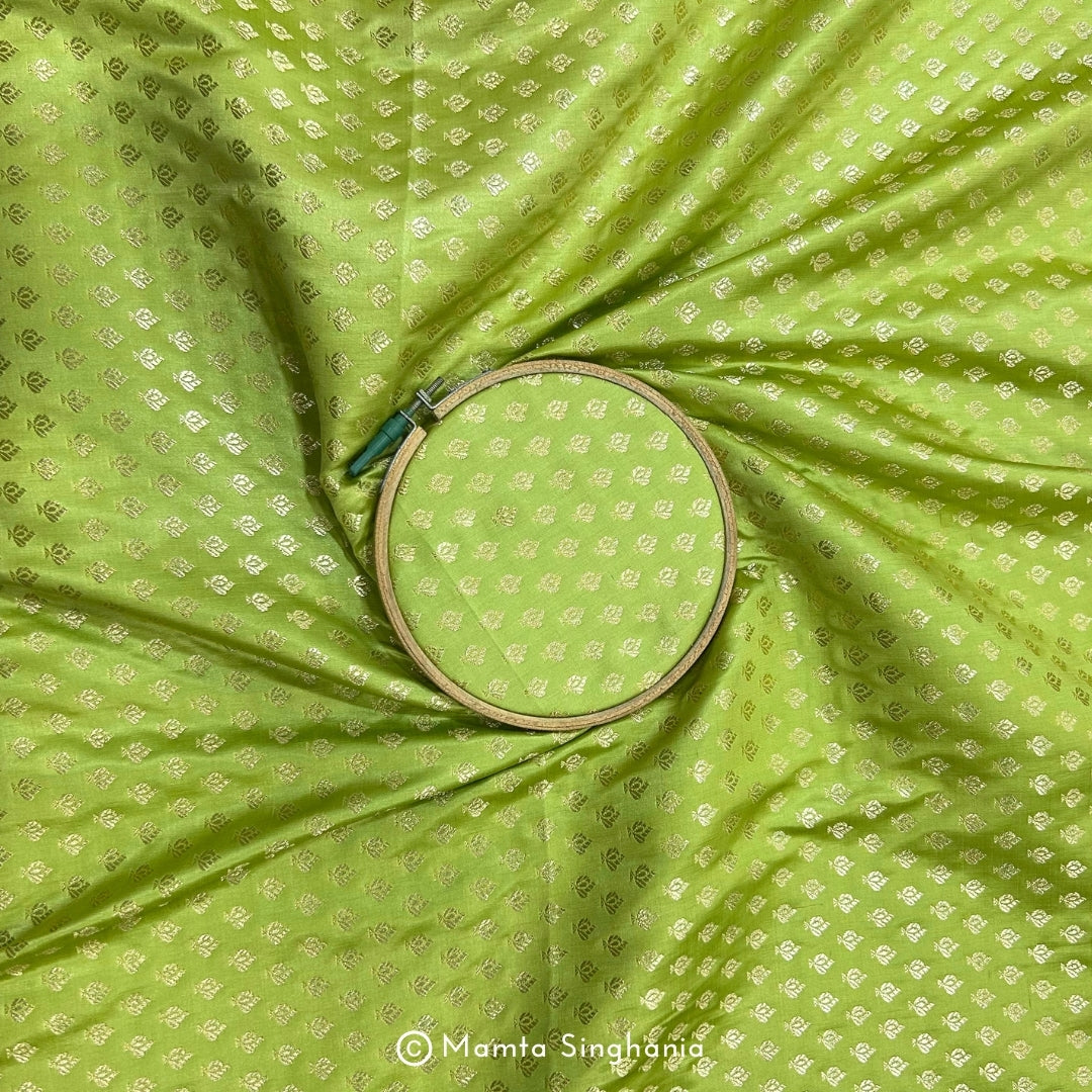 Green Banarasi Brocade Katan Silk Fabric