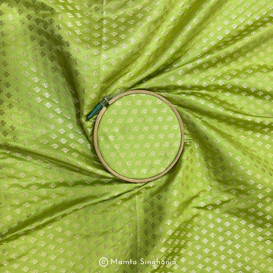 Green Banarasi Brocade Katan Silk Fabric